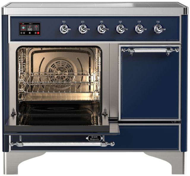 Ilve® Majestic III 40" Midnight Blue Pro Style Induction Range with Solid Door and Chrome Trim-3