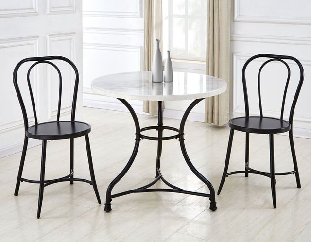 Steve Silver Co. Claire 34" Round White Marble Top Bistro Table-3