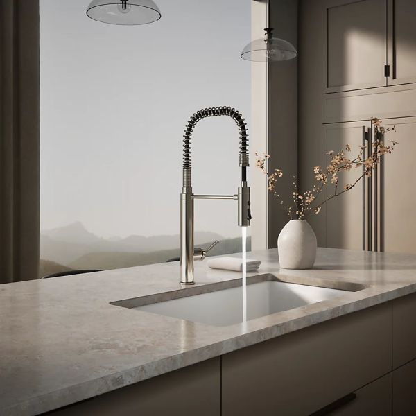 KOHLER® Purist® Vibrant Polished Nickel Semi-Professional Kitchen Sink Faucet with 3-Function Sprayhead-2