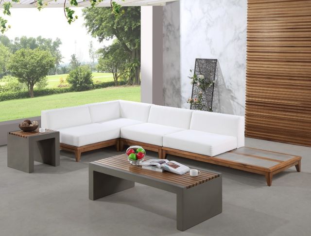 Meridian Furniture Rio 4-Piece Off-White Acacia/Fabric Outdoor Patio Modular Sectional-3