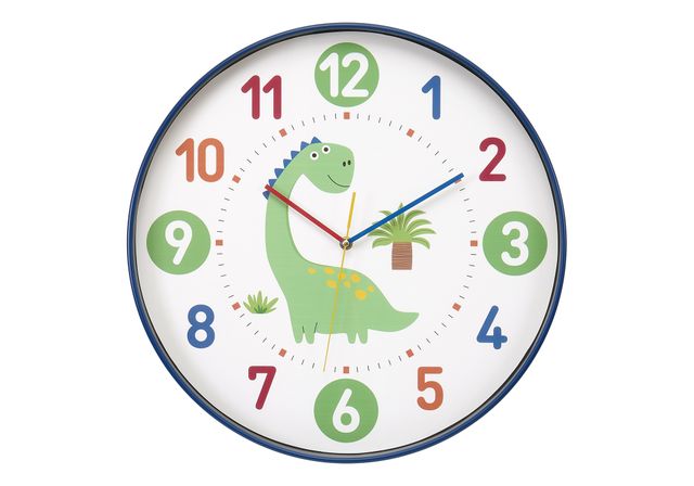 Monarch Specialties Inc. Multi-Colored 18" Wall Clock For Kids with Dinosaur Image-0