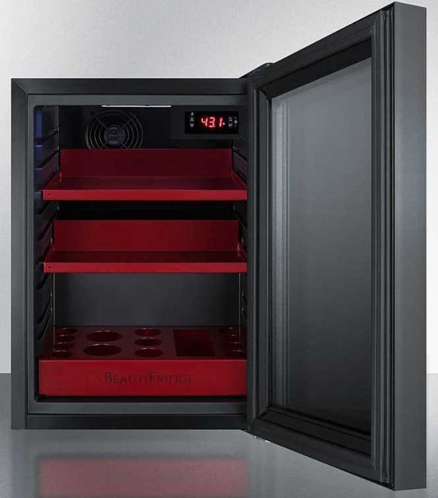 Summit® Black 14" Beautifridge Commercial Cosmetics Refrigerator with Red Lights-2