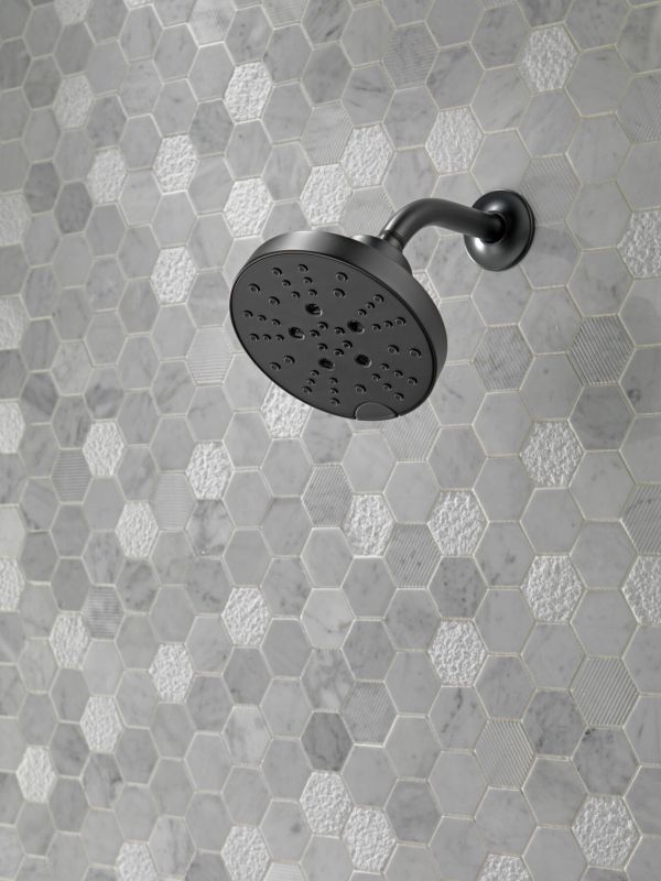 Delta Universal Showering Matte Black H2Okinetic® 5-Setting Contemporary Raincan Shower Head-3