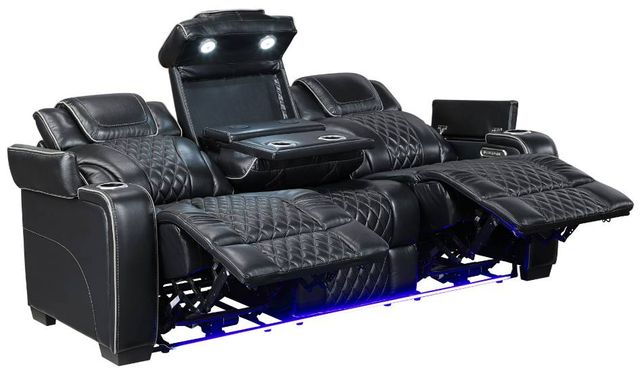 Homelegance®  Apex Black Leather Double Power Reclining Sofa with Center Console-2