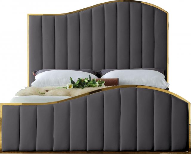 Meridian Furniture Jolie Gray King Upholstered Panel Bed-1