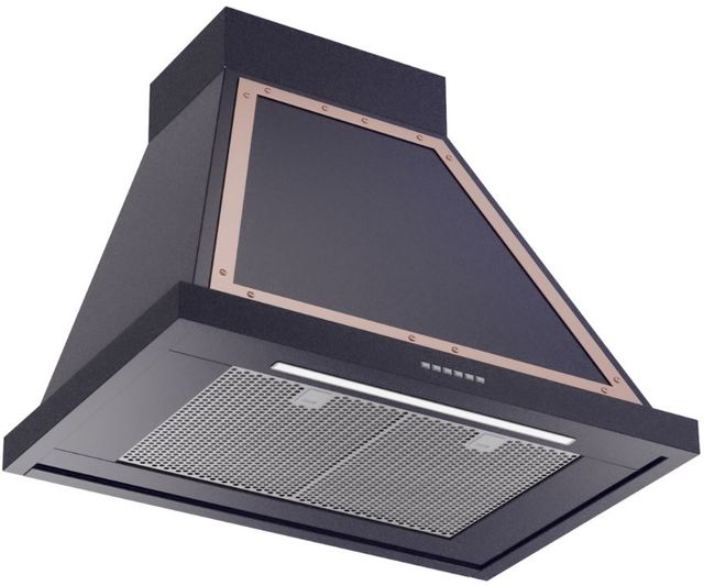 Ilve® Nostalgie II Noblesse 30" Midnight Blue Wall Mounted Range Hood with Copper Trim-1