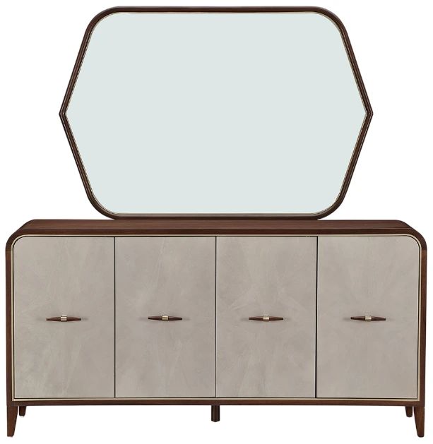 Michael Amini® Houston Gray/Walnut Sideboard and Mirror-2