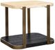 Bassett Mirror Avalon Travertine End Table with Bronze/Espresso Base-0