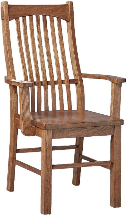 A-America® Laurelhurst Mission Oak Slatback Dining Arm Chair-0