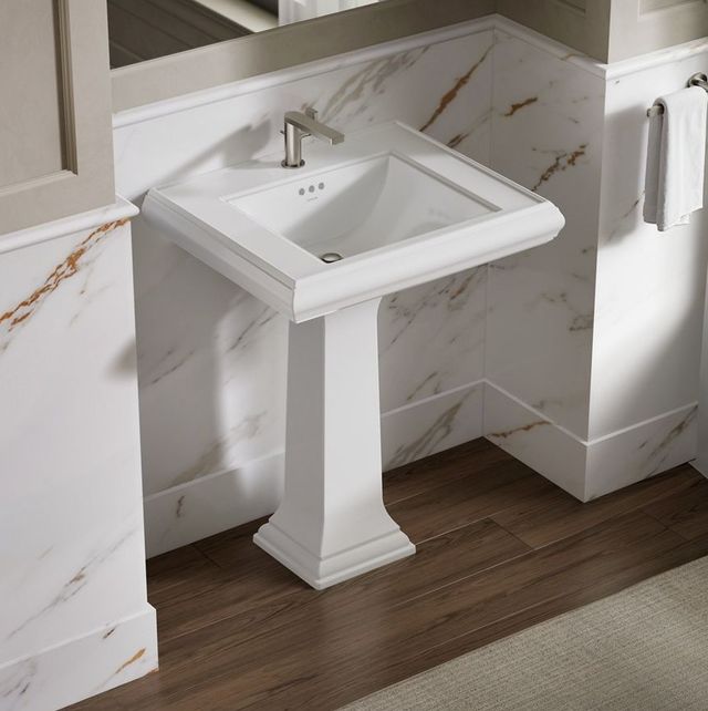 Kohler Memoirs® Classic White 27.25" Rectangular Pedestal Bathroom Sink-2