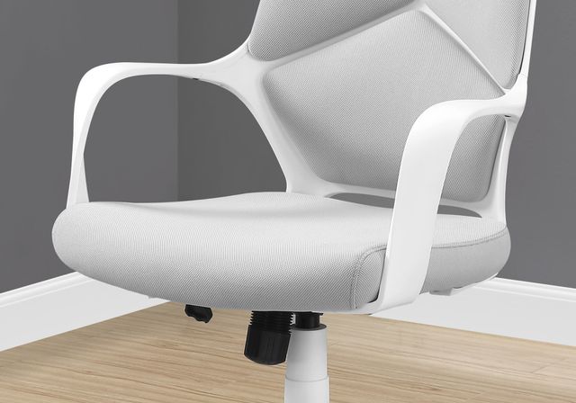 Monarch Specialties Inc. White and Grey Fabric High Back Executive Chair-2