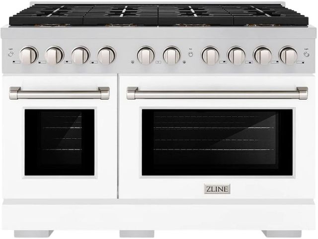 ZLINE Paramount Series 48" Stainless Steel Pro Style Gas Range with White Matte Door-0
