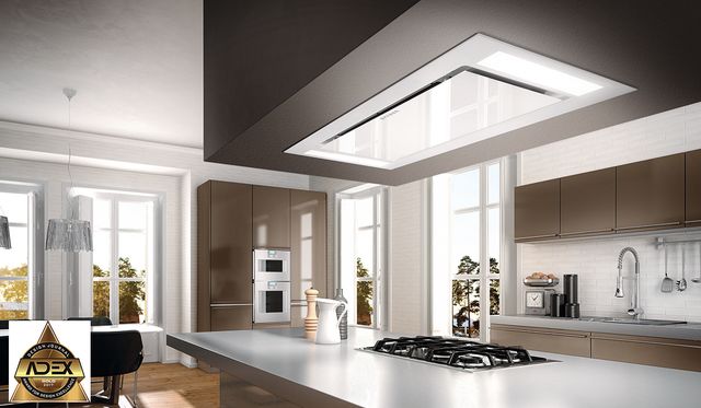 Faber Stratus Isola 36" White Glass Ceiling Mounted Range Hood-3
