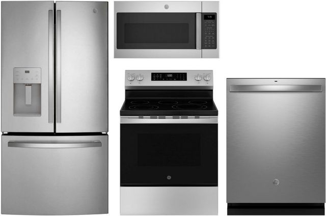 GE® 4 Piece Stainless Steel Kitchen Package