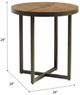 Emerald Home Denton Antique Pine Round End Table with Steel Gray Base-2