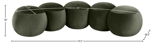 Meridian Furniture Apollo Green 75" Velvet Upholstered Bench-4
