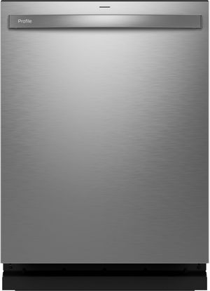Front view of the GE Profile™ 24" Fingerprint Resistant Stainless Steel Top Control Built In Dishwasher