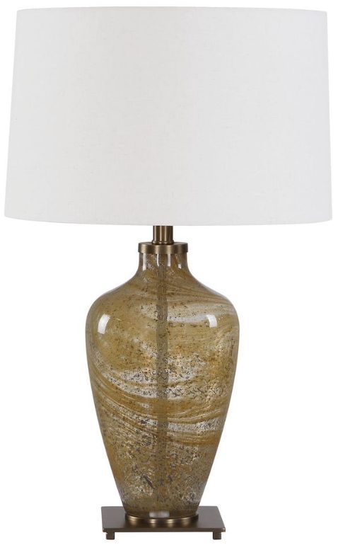 Uttermost® Rainer Amber/Translucent Olive Blown Glass Table Lamp-0