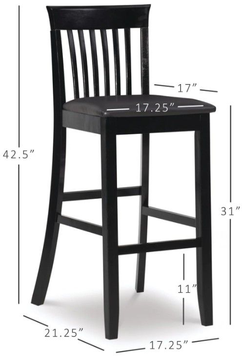 Linon Torino Black Mission Counter Stool-2