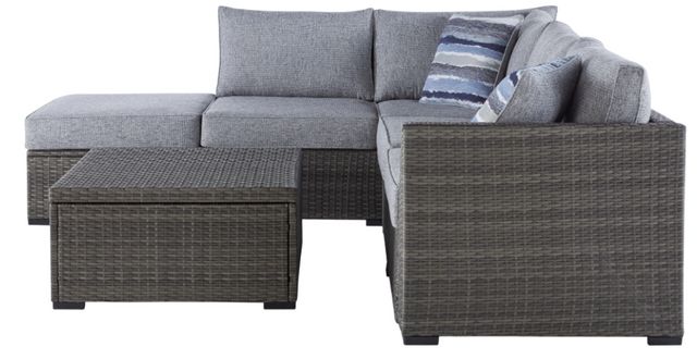 Signature Design by Ashley® Petal Road 4-Piece Gray Aluminum/Fabric Outdoor Conversation Set-2
