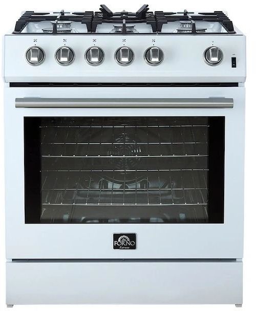 FORNO® Leonardo Espresso 30" White Pro Style Gas Range-0
