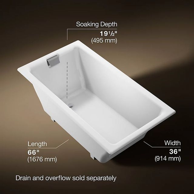 KOHLER® Tea-for-Two® White 66" x 36" Drop-in/Undermount Bath-4