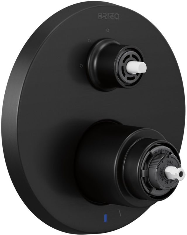Brizo Litze® Matte Black Pressure Balance Valve with Integrated 3-Function Diverter Trim - Less Handles-0