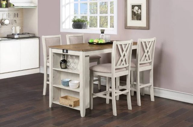 New Classic® Home Furnishings Amy 5-Piece Bisque/Brown Counter Height Dining Set-1