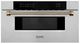 ZLINE Autograph Edition 30" 1.2 Cu. Ft. Stainless Steel Built-in Microwave Drawer with Polished Gold Helix Handle-0
