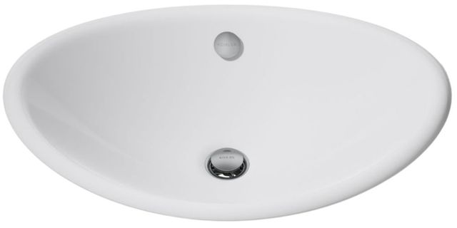 Kohler Iron Plains® White 20.75" Oval Vessel Bathroom Sink with Iron Black Painted Underside-4