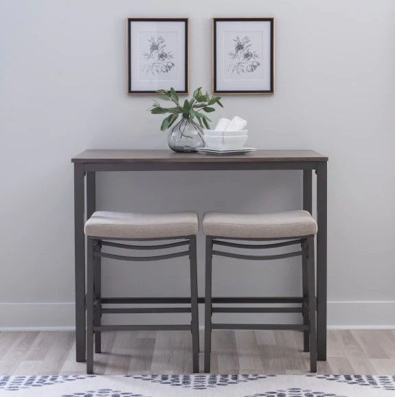 Linon Betty 3-Piece Pewter Dining Table Set-1