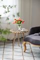A & B Home Gold Agate Side Table with Brass Inlay Twisted Legs-1