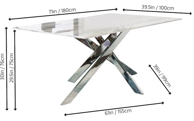 Cramco Aldo Marble Glass Top Dining Table with Chrome Base-3