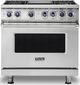 Viking® 7 Series 36" Stainless Steel Pro Style Dual Fuel Range-0