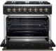 FORNO® Galiano 36" Stainless Steel Pro Style Dual Fuel Range with Black Door with Antique Brass Accents-4