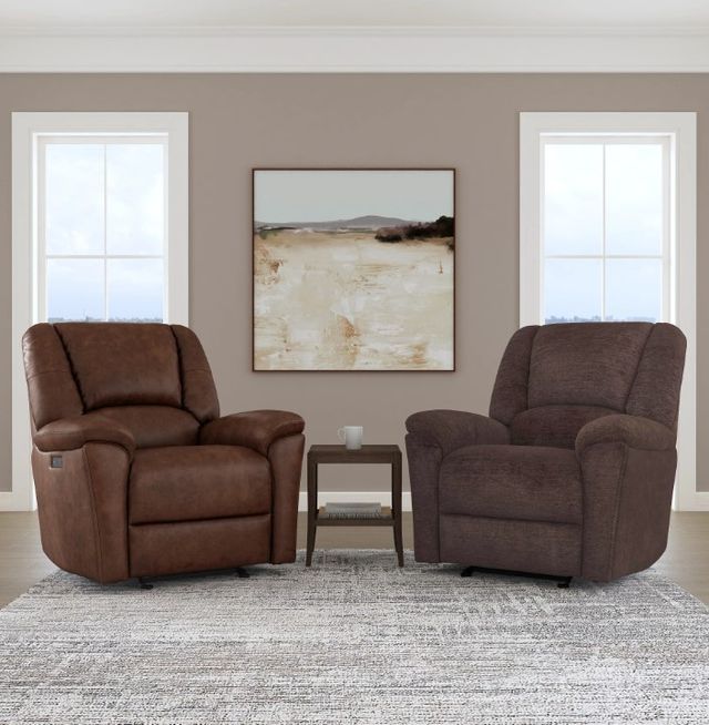 Flexsteel® Customizable Plush Leather Power Gliding Recliner -2
