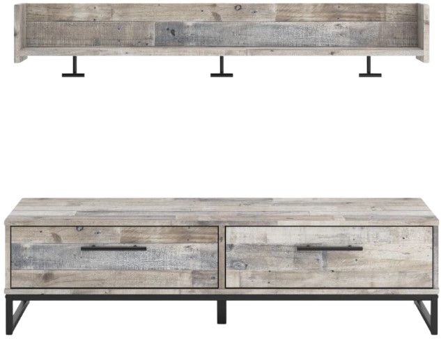 Signature Design by Ashley® Neilsville Whitewash Wall Mounted Coat Rack with Shelf-1