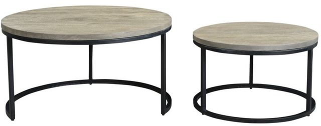 Moe's Home Collection Drey 2-Piece Grey Nesting Coffee Table Set with Black Metal Base-3