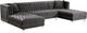 Meridian Furniture Moda 3-Piece Grey Velvet U-Shape Double Chaise Sectional-1