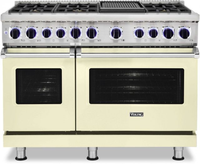 Viking® 7 Series 48" Vanilla Cream Pro Style Dual Fuel Liquid Propane Range with 12" Griddle-0