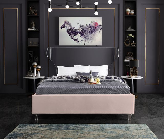 Meridian Furniture Ghost Pink Velvet Queen Bed-2