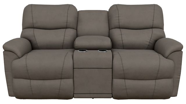 La-Z-Boy® Trouper Gray Leather Power Reclining Loveseat with Console, Headrest, and Lumbar-1