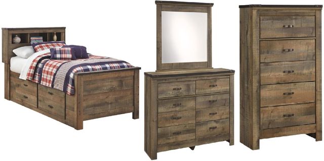 Signature Design by Ashley® Trinell 4-Piece Brown Full Panel Storage Bed Set-0
