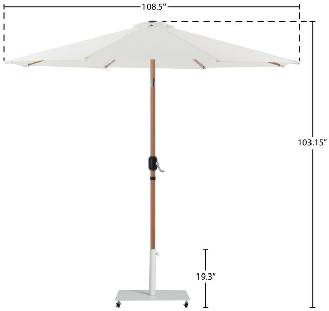 Meridian Furniture Fiji White Aluminum Outdoor Patio Umbrella and Base-2