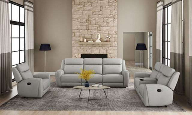 Furniture of America® Jacobus Light Gray Manual Reclining Sofa-1