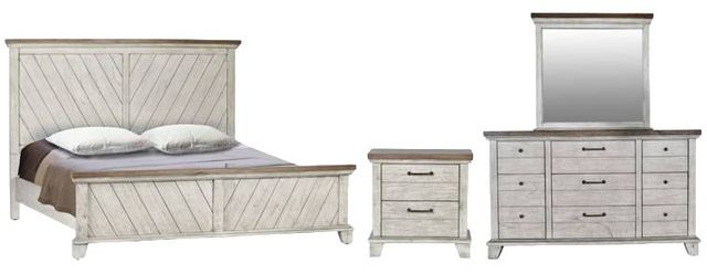 Steve Silver Co. Bear Creek 4-Piece White Smoke Queen Bedroom Set-0