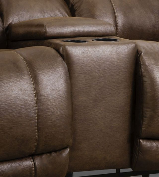 HomeStretch Brown Power Reclining Loveseat with Console-1