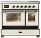 Ilve® Majestic III 40" Antique White Pro Style Induction Range with Triple Glass Door and Burnished Trim-2