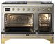 Ilve® Majestic III 48" Stainless Steel Pro Style Dual Fuel Liquid Propane Range with Griddle and Brass Trim-1