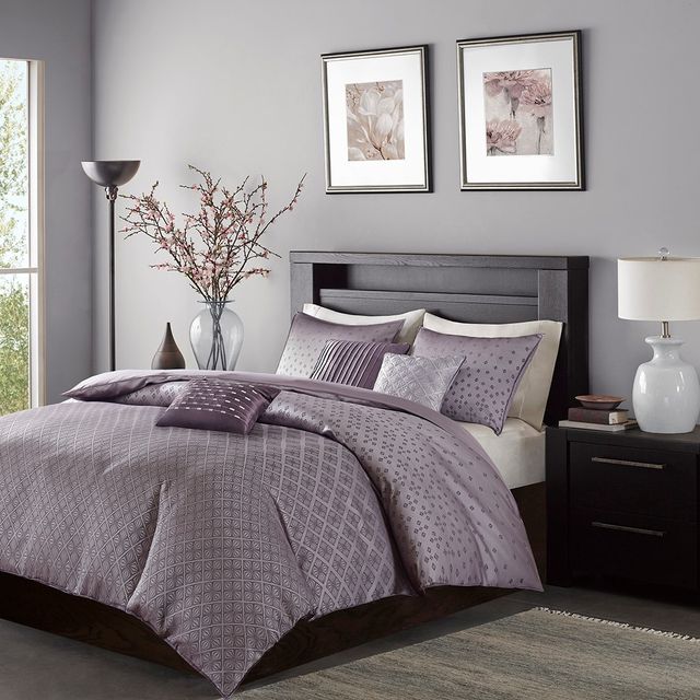 Olliix by Madison Park Biloxi 6 Piece Purple King/California King Duvet Cover Set-0